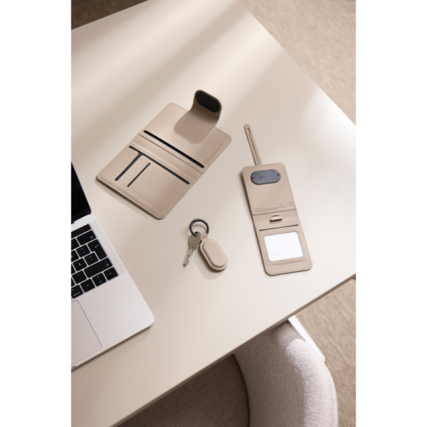 etiquette bagage AirTag universel personnalisable beige claire